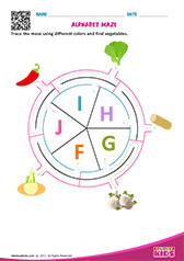 Alphabet Vegetables Maze F to J